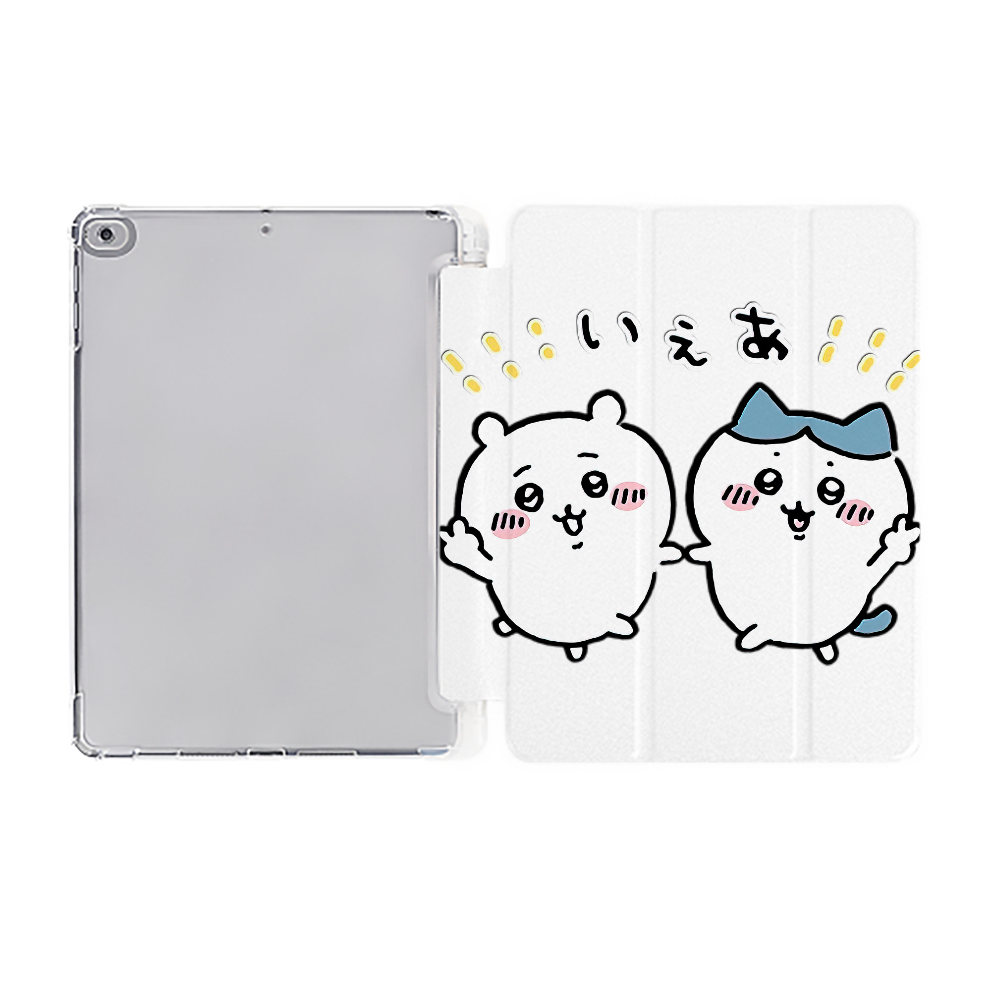（画像用） ちいかわ ハチワレ Chii-kawa hachiware IPad ケース ペン収納付き 三つ折りスタンド PUレザー×シリコン 対応機種9.5/10.5/10.9インチ